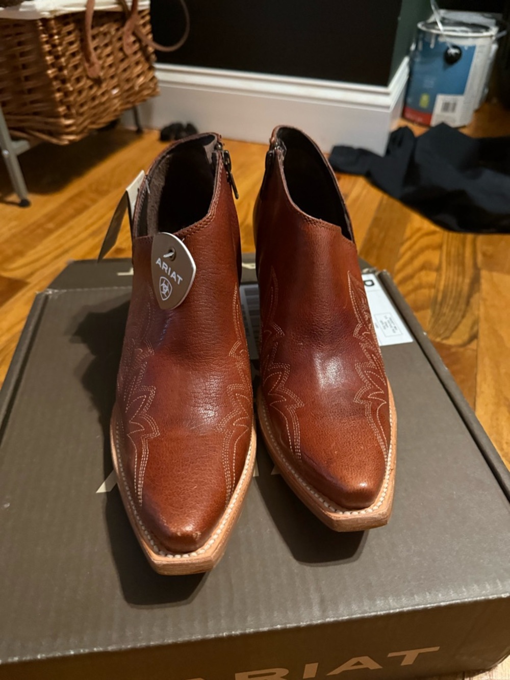 Ariat “Jolene” Brown Leather Western Ankle Bootie - Picture 2 of 7